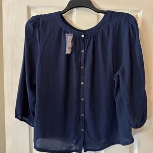 Navy blue sheer breeze blouse